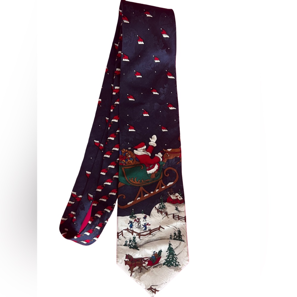 Santa on a sled 100% silk tie